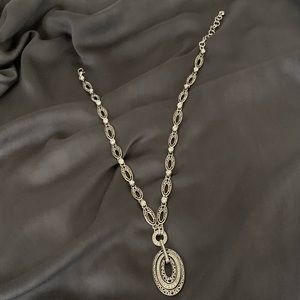 Brighton Silver Plated Swing Necklace with Crystals, Retired